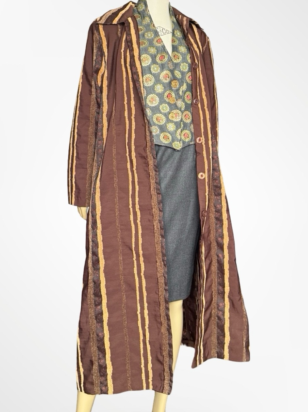 Vintage Unlined Brocade Silk Coat Sz L, Western Duster, Steampunk Sony Pictures